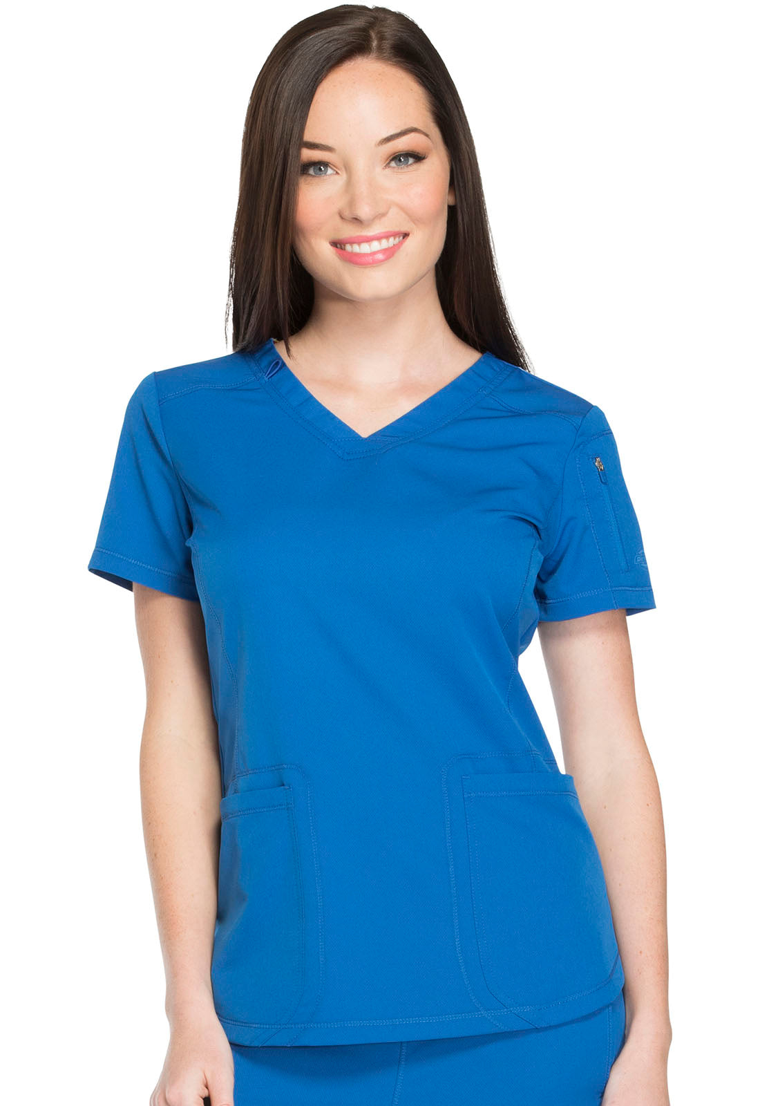 Dynamix DK730 V-Neck Top Royal Model Image Front | Dickies