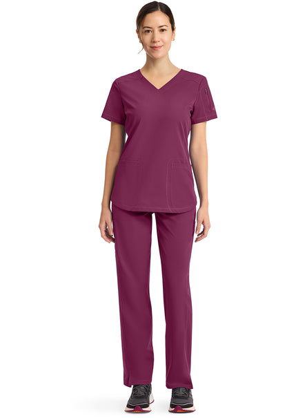 Dynamix DK730 Women's V-Neck Scrub Top Wine