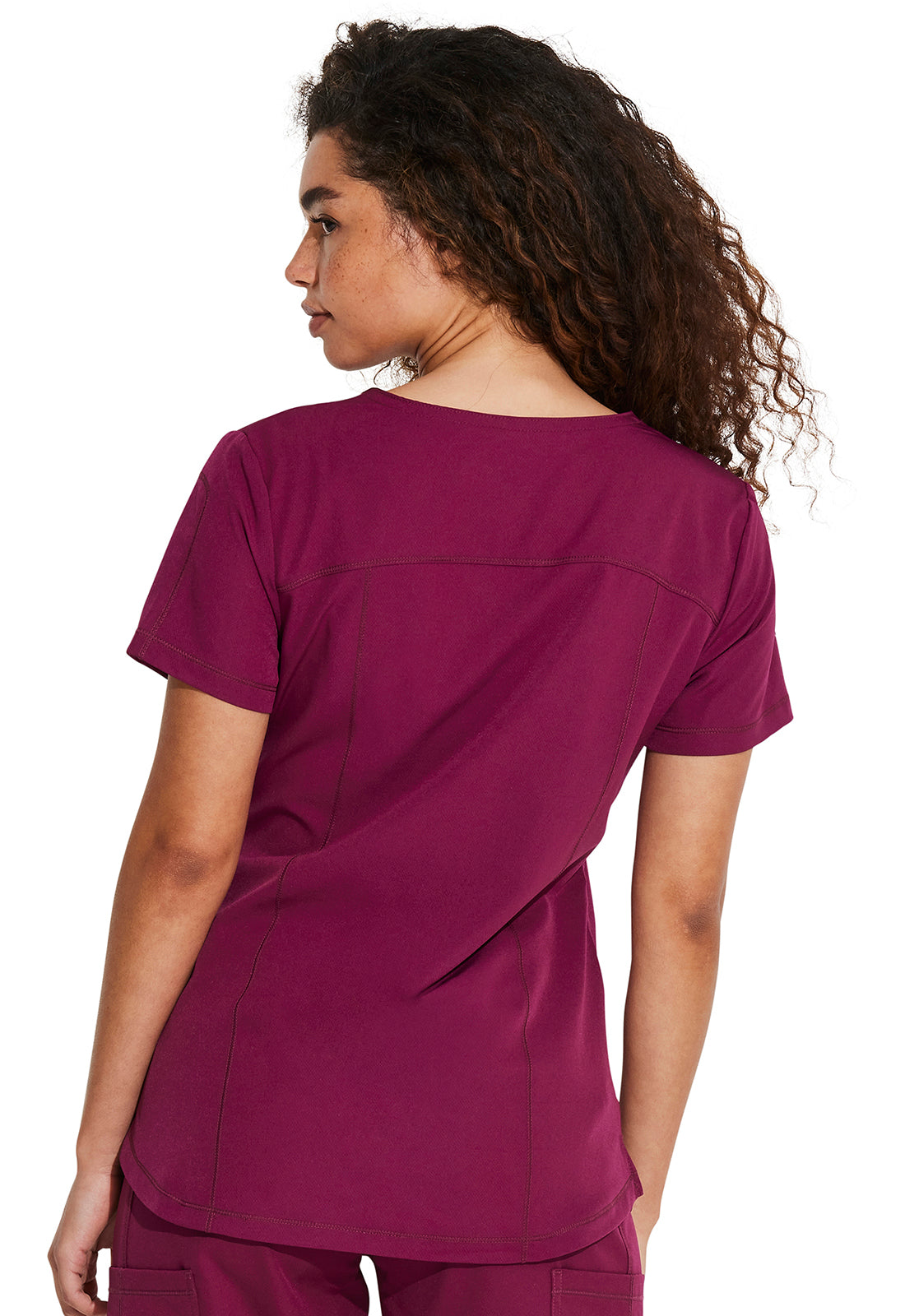 Dynamix DK730 V-Neck Top Wine Model Image Back | Dickies