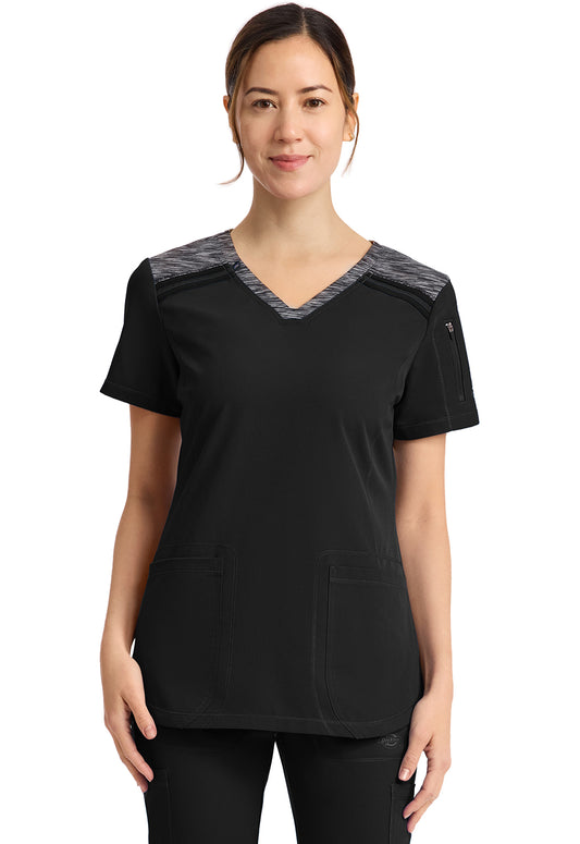 Dynamix DK740 Women's V-Neck Scrub Top Black