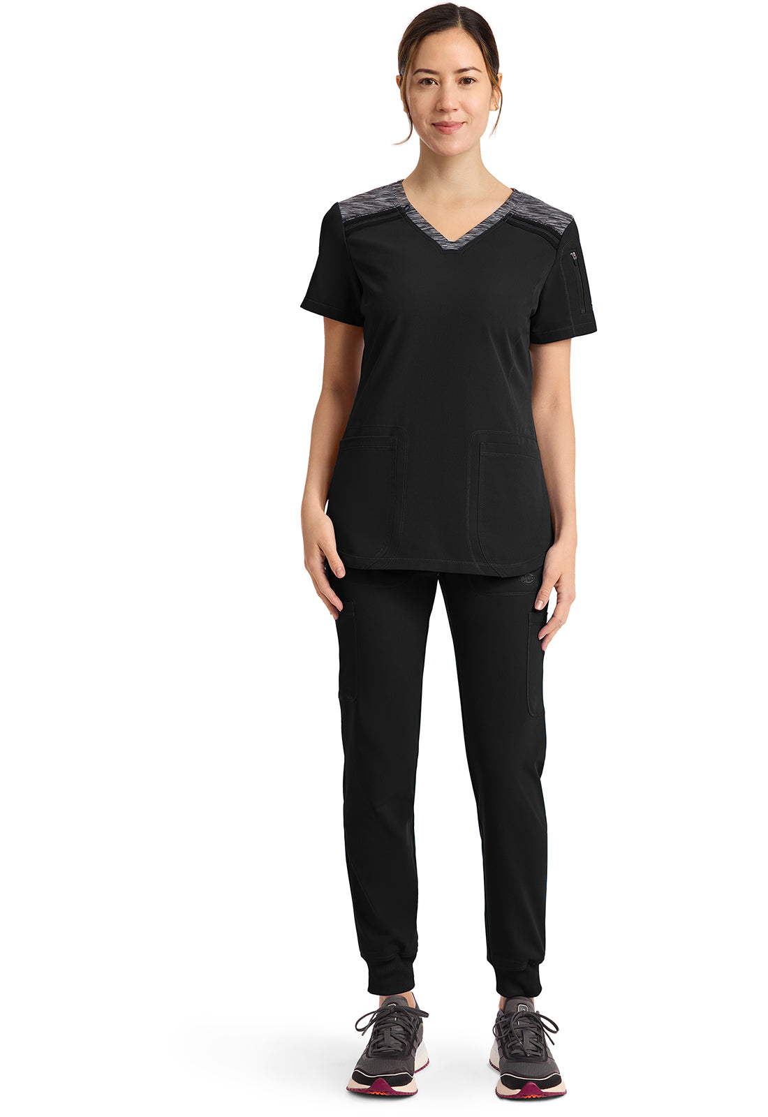 Dynamix DK740 Women's V-Neck Scrub Top Black