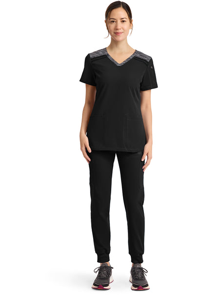 Dynamix DK740 Women's V-Neck Scrub Top Black