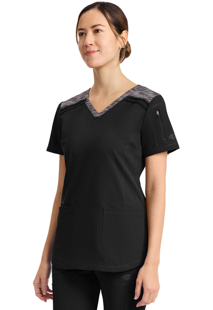 Dynamix DK740 Women's V-Neck Scrub Top Black