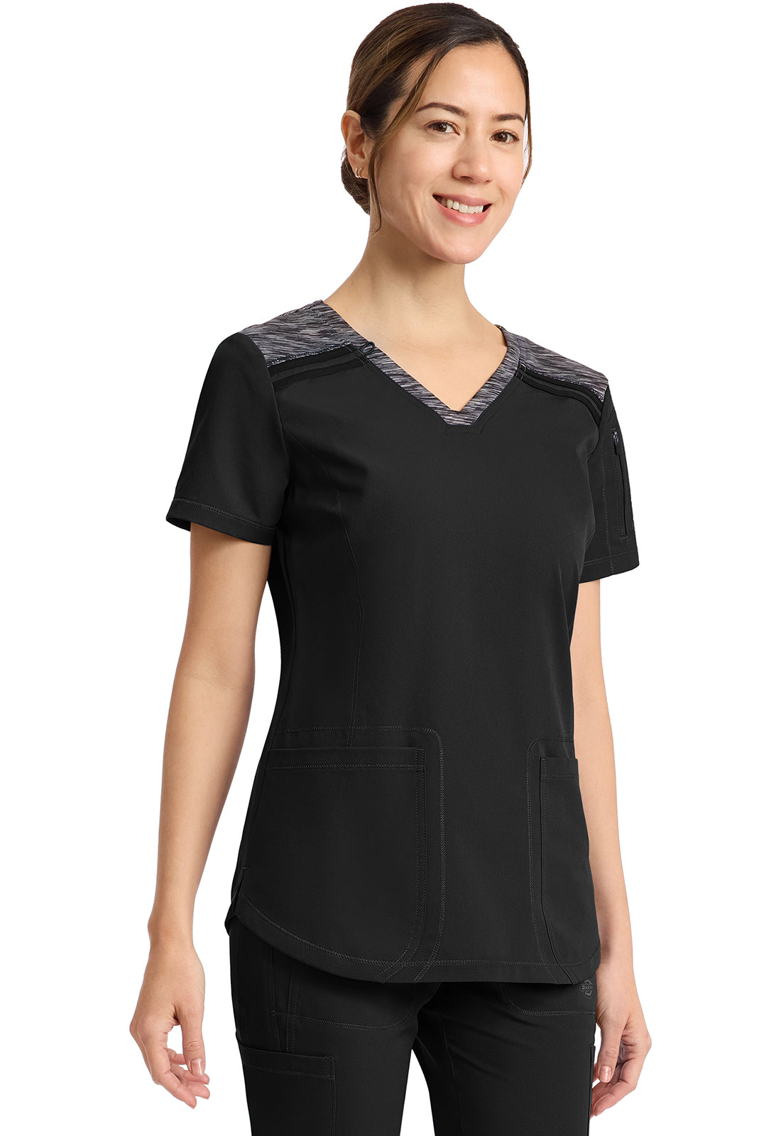 Dynamix DK740 Women's V-Neck Scrub Top Black