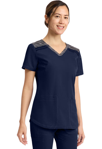 Dynamix DK740 Women's V-Neck Scrub Top Navy