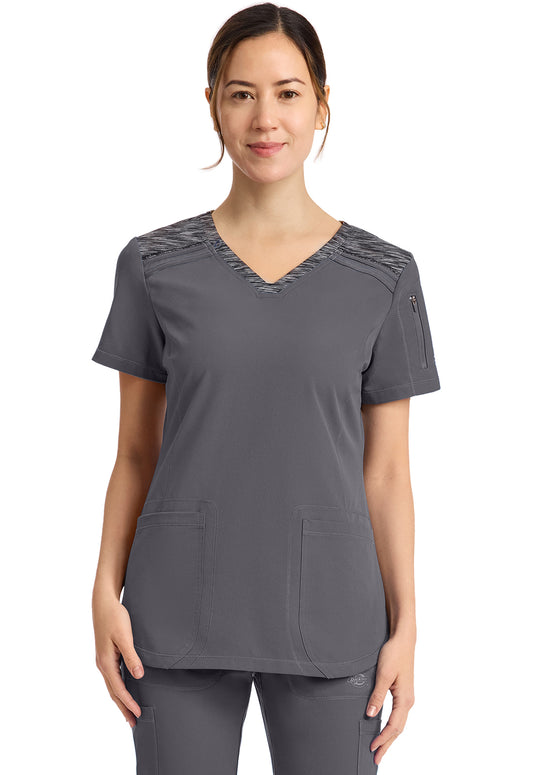 Dynamix DK740 Women's V-Neck Scrub Top Pewter
