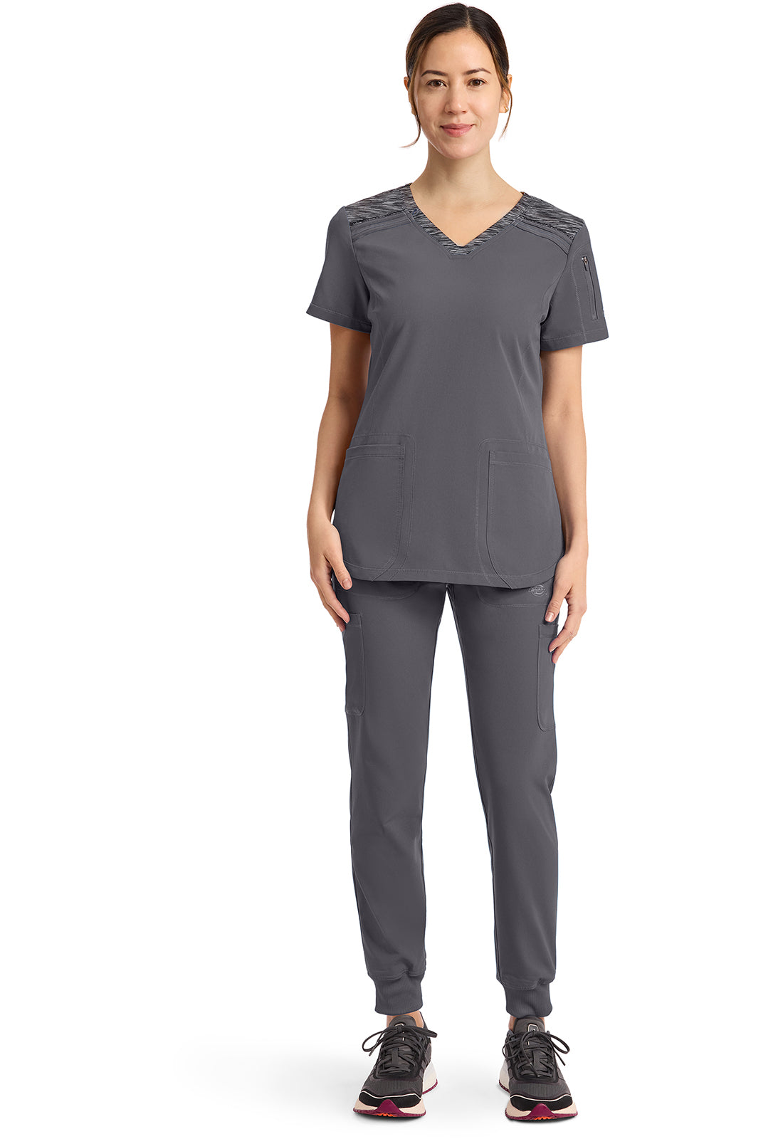 Dynamix DK740 Women's V-Neck Scrub Top Pewter