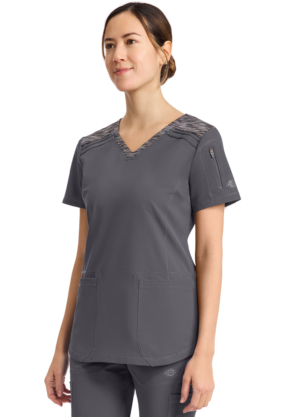 Dynamix DK740 Women's V-Neck Scrub Top Pewter