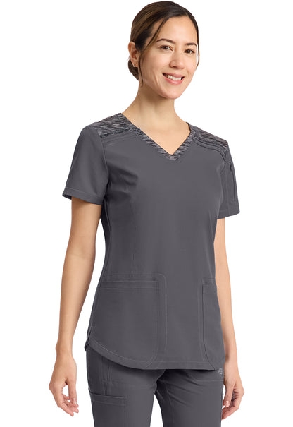 Dynamix DK740 Women's V-Neck Scrub Top Pewter