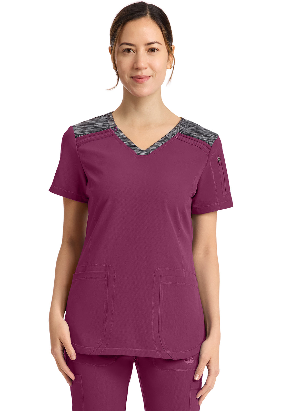Dynamix DK740 Women's V-Neck Scrub Top Wine