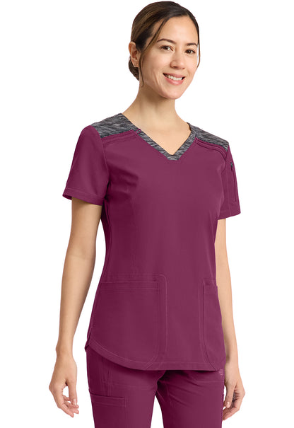 Dynamix DK740 Women's V-Neck Scrub Top Wine