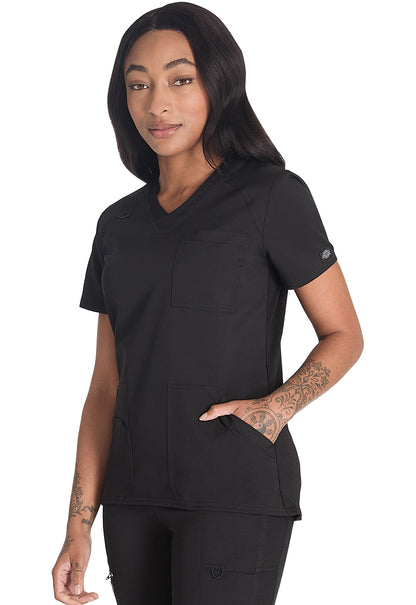 Balance DK834 V-Neck Top Black Model Image Right Side | Dickies