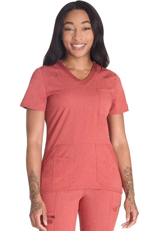 Balance DK834 V-Neck Top Heather Clay Model Image Front | Dickies