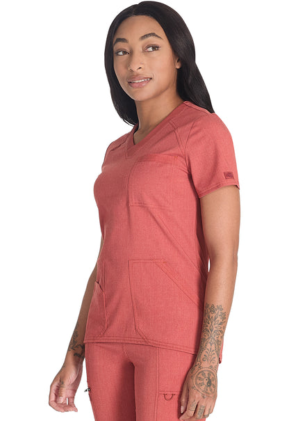 Balance DK834 V-Neck Top Heather Clay Model Image Right Side | Dickies