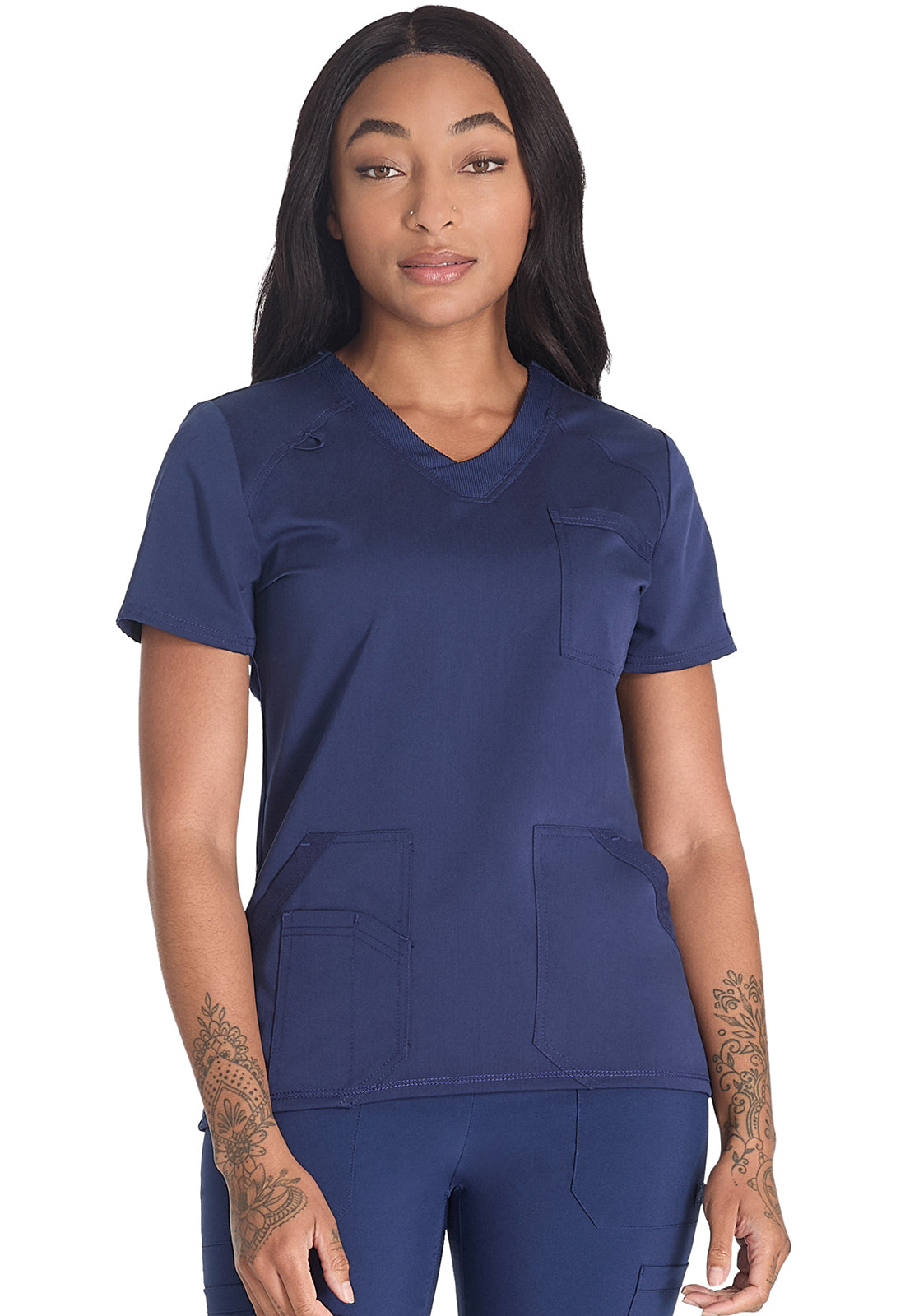 Balance DK834 V-Neck Top Navy Model Image Front | Dickies