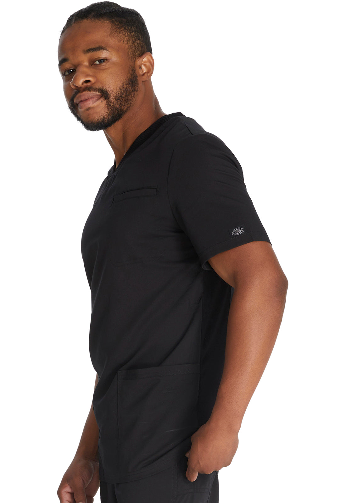 Balance DK845 Men's V-Neck Top Black Model Image Right Side | Dickies