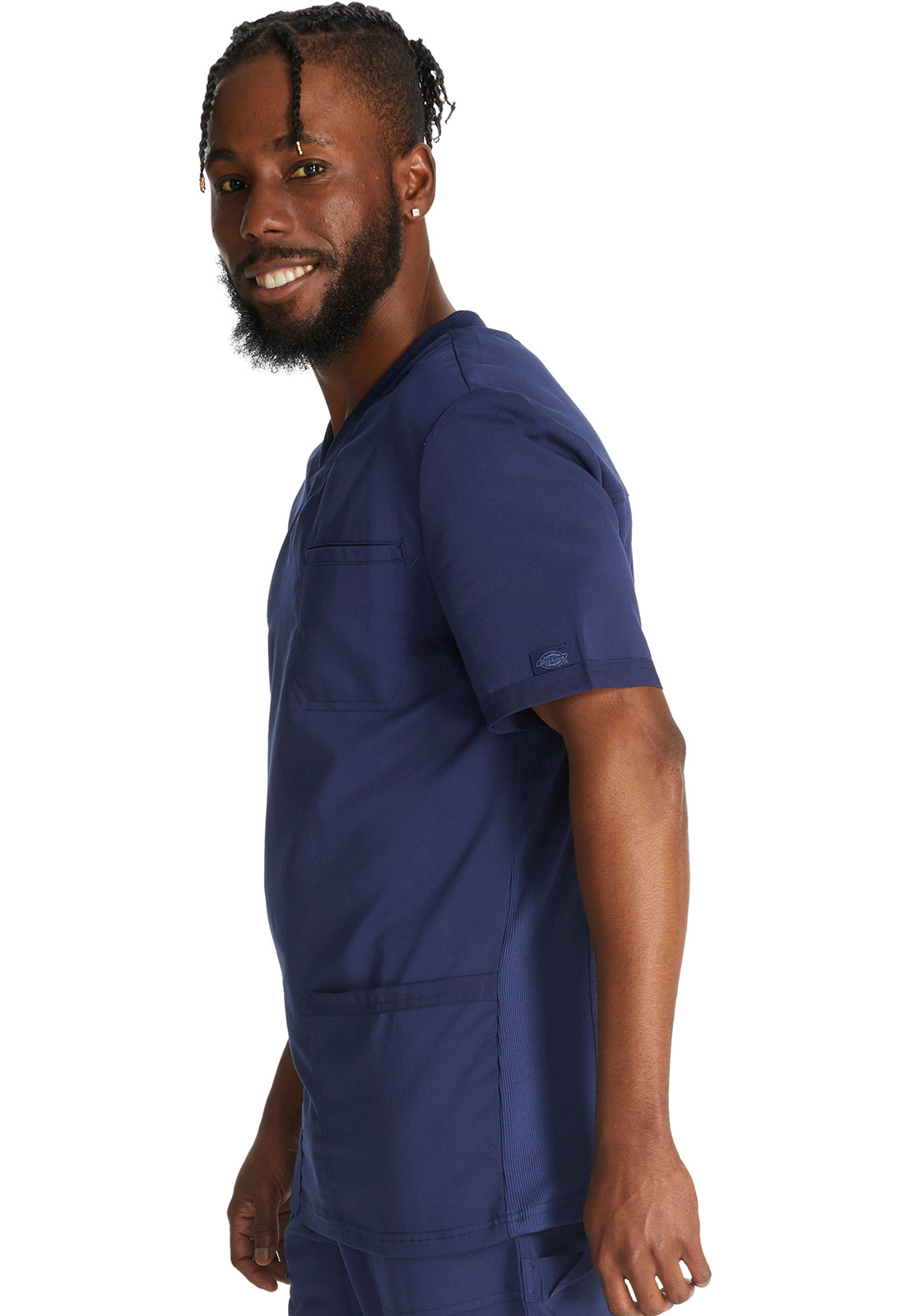 Balance DK845 Men's V-Neck Top Navy Model Image Right Side | Dickies