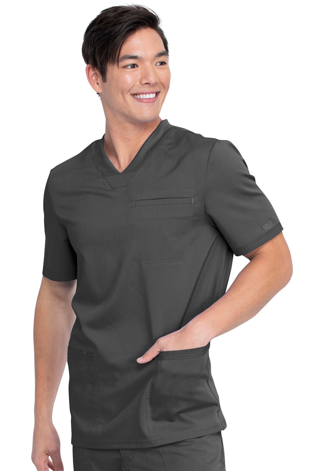 Balance DK845 Men's V-Neck Top Pewter Model Image Right Side | Dickies