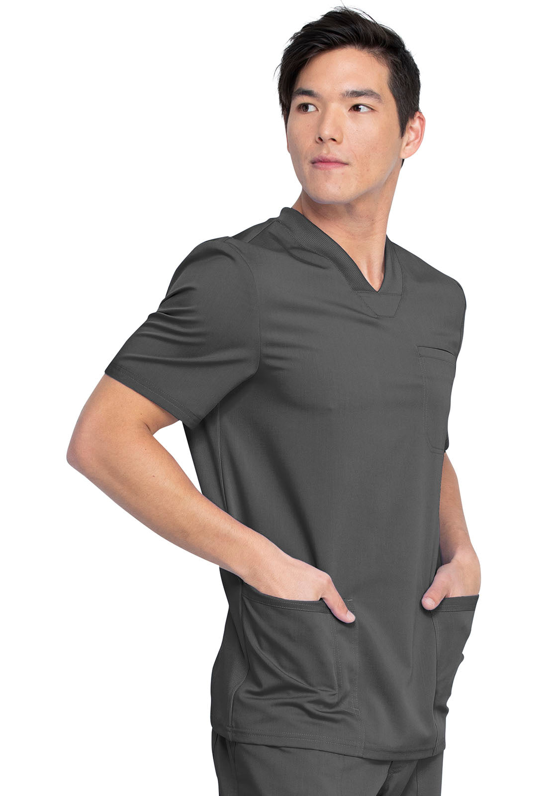 Balance DK845 Men's V-Neck Top Pewter Model Image Left Side | Dickies