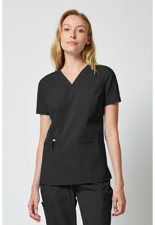 Forge DK856 Women's V-neck Scrub Top Black