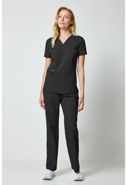 Forge DK856 Women's V-neck Scrub Top Black