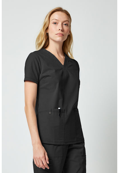 Forge DK856 Women's V-neck Scrub Top Black