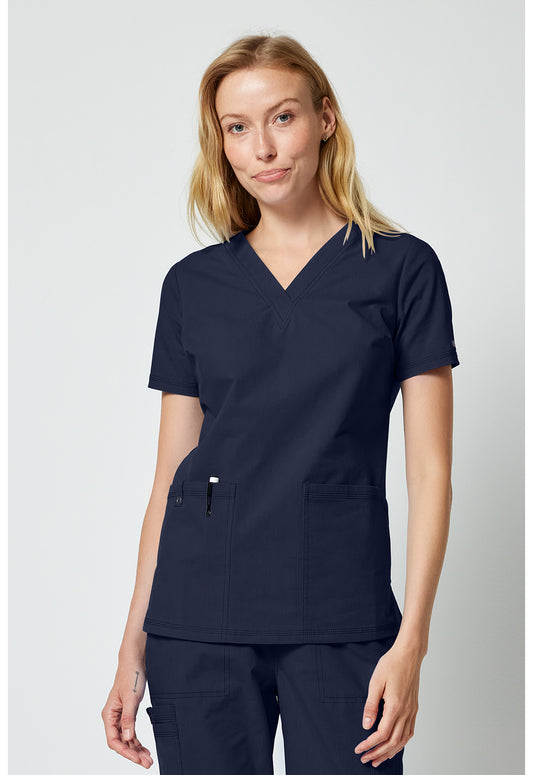 Forge DK856 Women's V-neck Scrub Top Navy