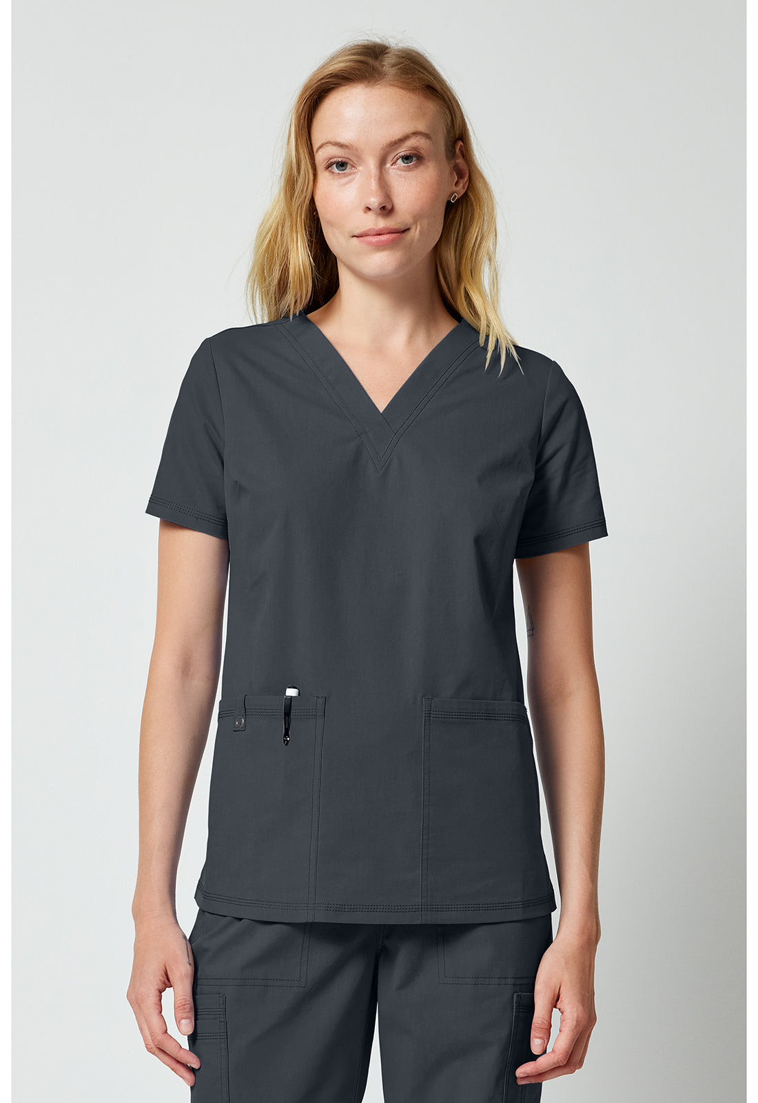 Forge DK856 Women's V-neck Scrub Top Pewter