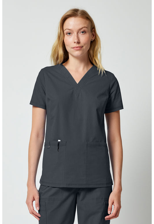 Forge DK856 Women's V-neck Scrub Top Pewter