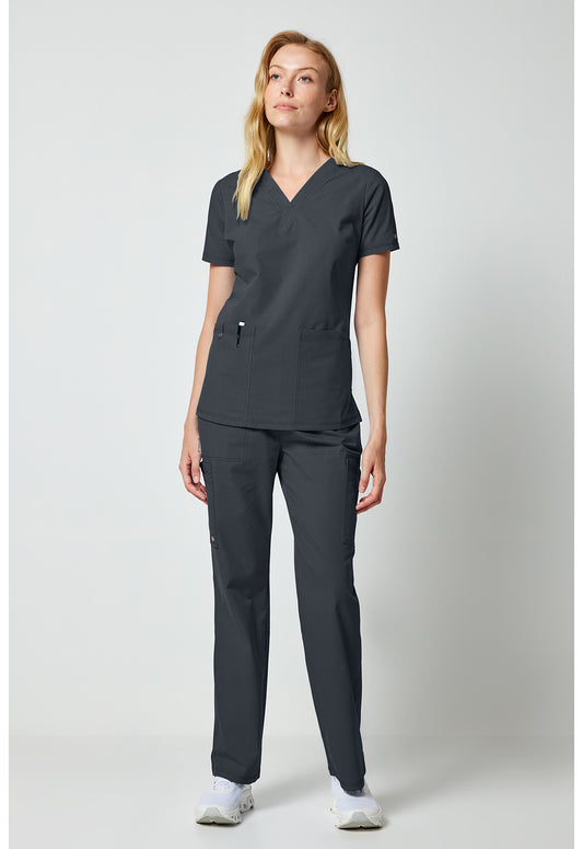 Forge DK856 Women's V-neck Scrub Top Pewter