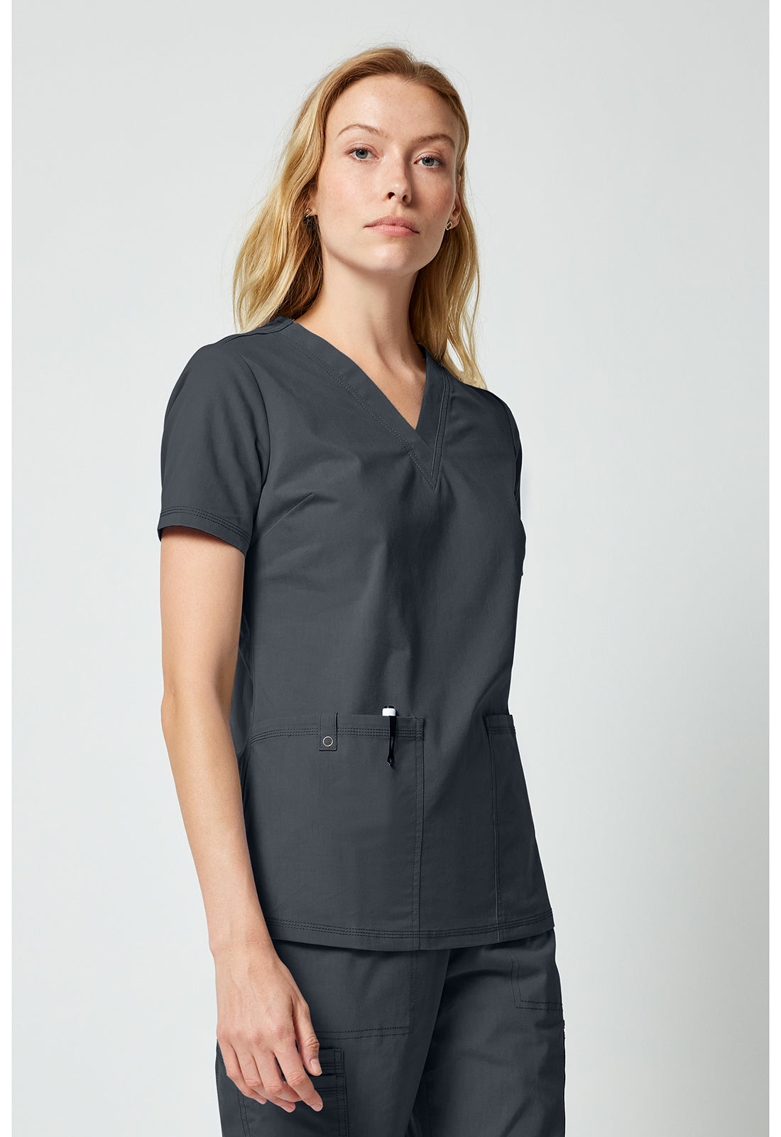 Forge DK856 Women's V-neck Scrub Top Pewter