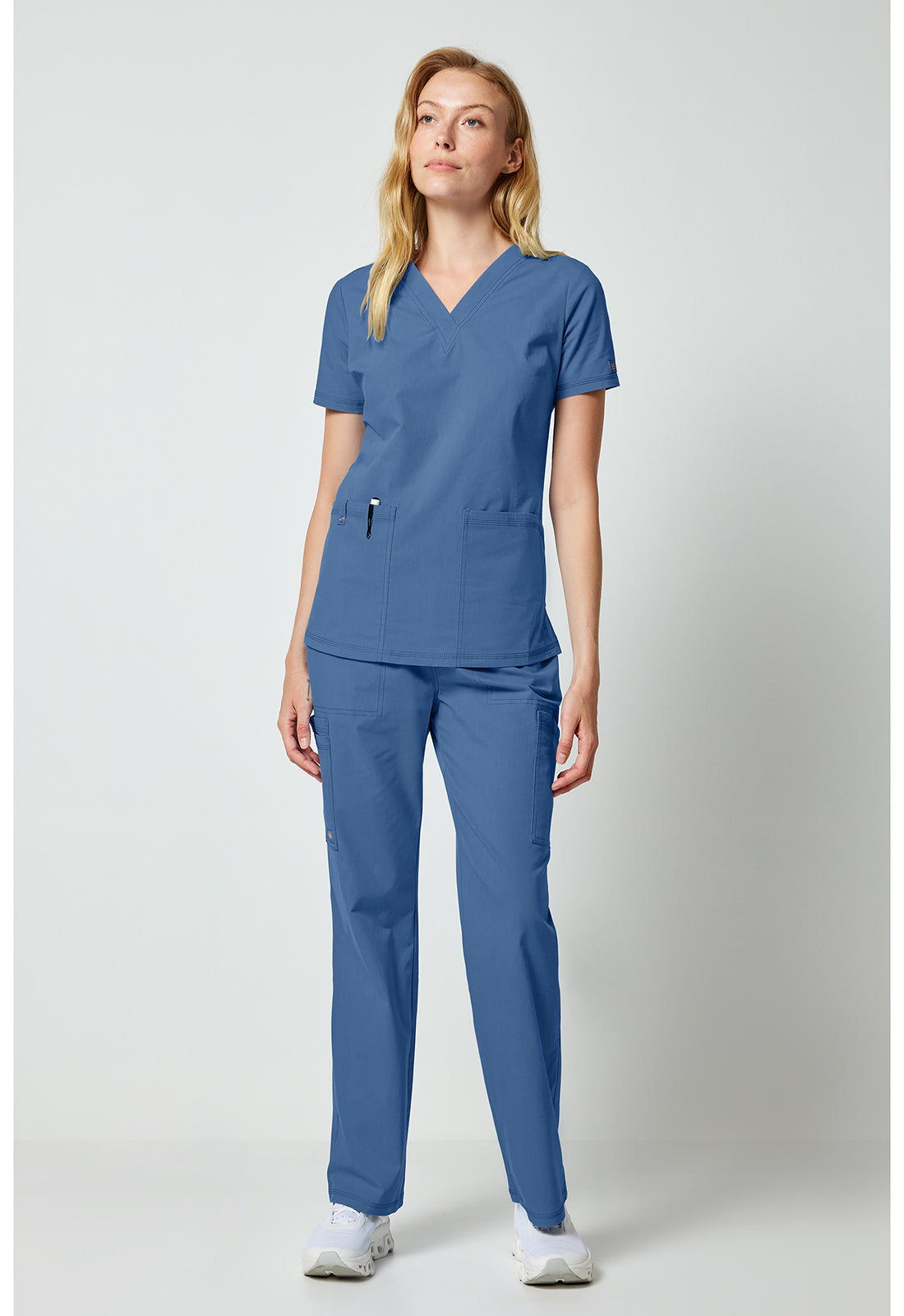 Forge DK856 Women's V-neck Scrub Top Vintage Blue