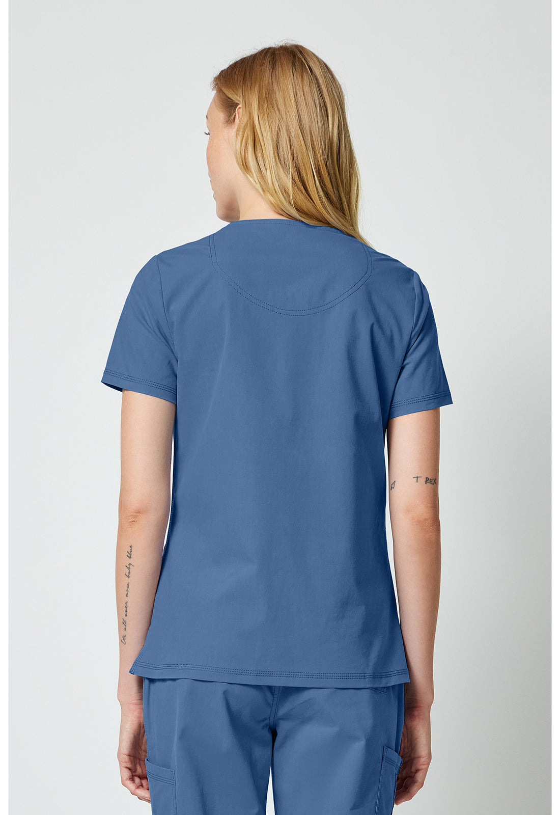 Forge DK856 Women's V-neck Scrub Top Vintage Blue