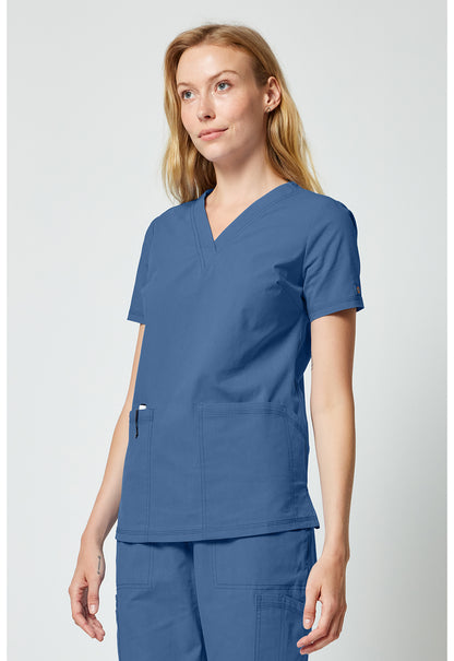 Forge DK856 Women's V-neck Scrub Top Vintage Blue