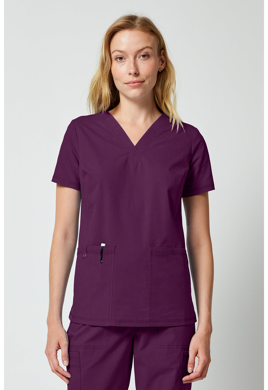 Forge DK856 Women's V-neck Scrub Top Wine