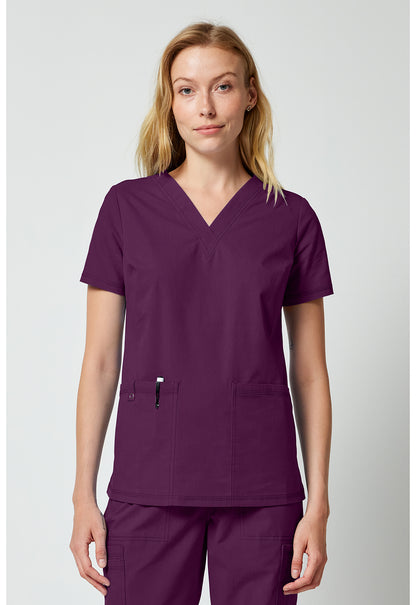 Forge DK856 Women's V-neck Scrub Top Wine