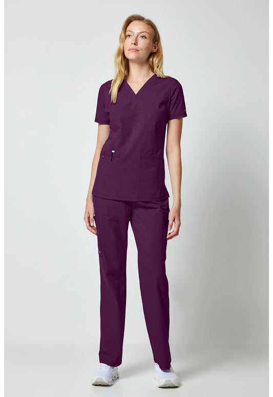 Forge DK856 Women's V-neck Scrub Top Wine