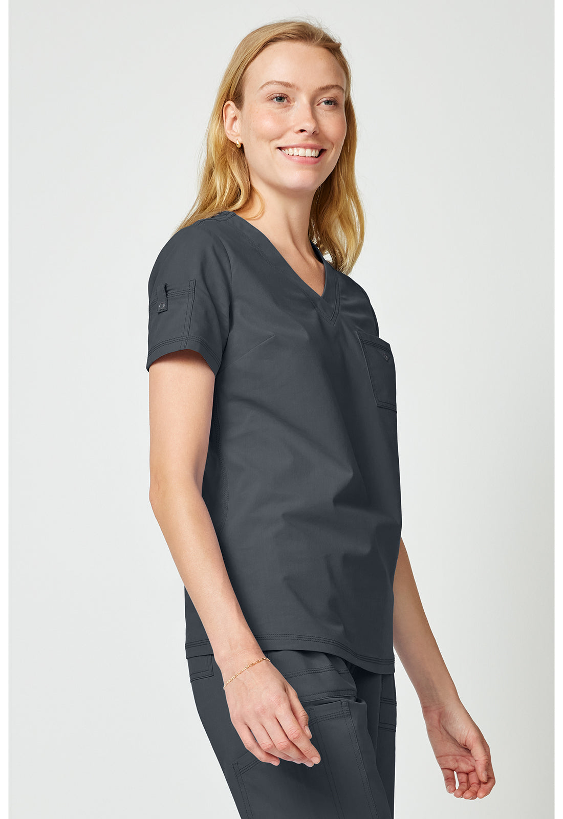 Forge DK857 Women's Tuck In Scrub Top Pewter