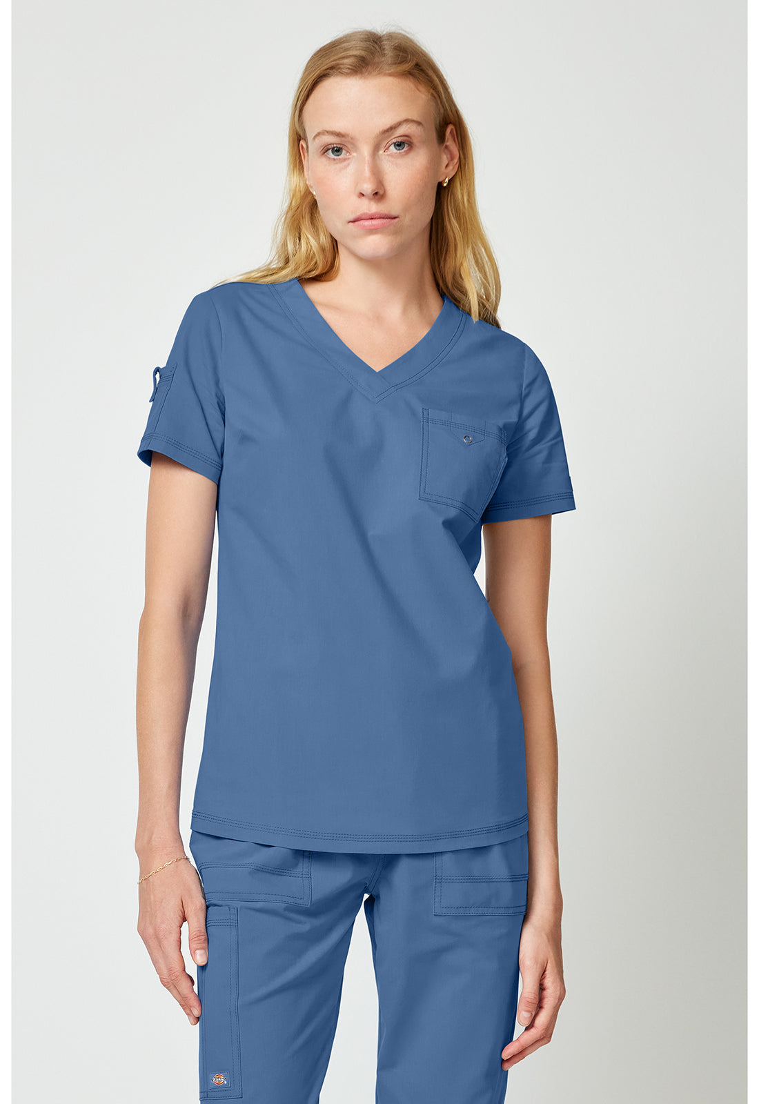 Forge DK857 Women's Tuck In Scrub Top Vintage Blue