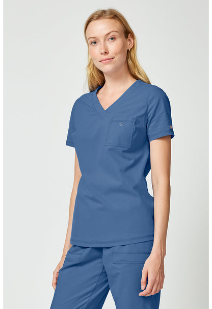 Forge DK857 Women's Tuck In Scrub Top Vintage Blue