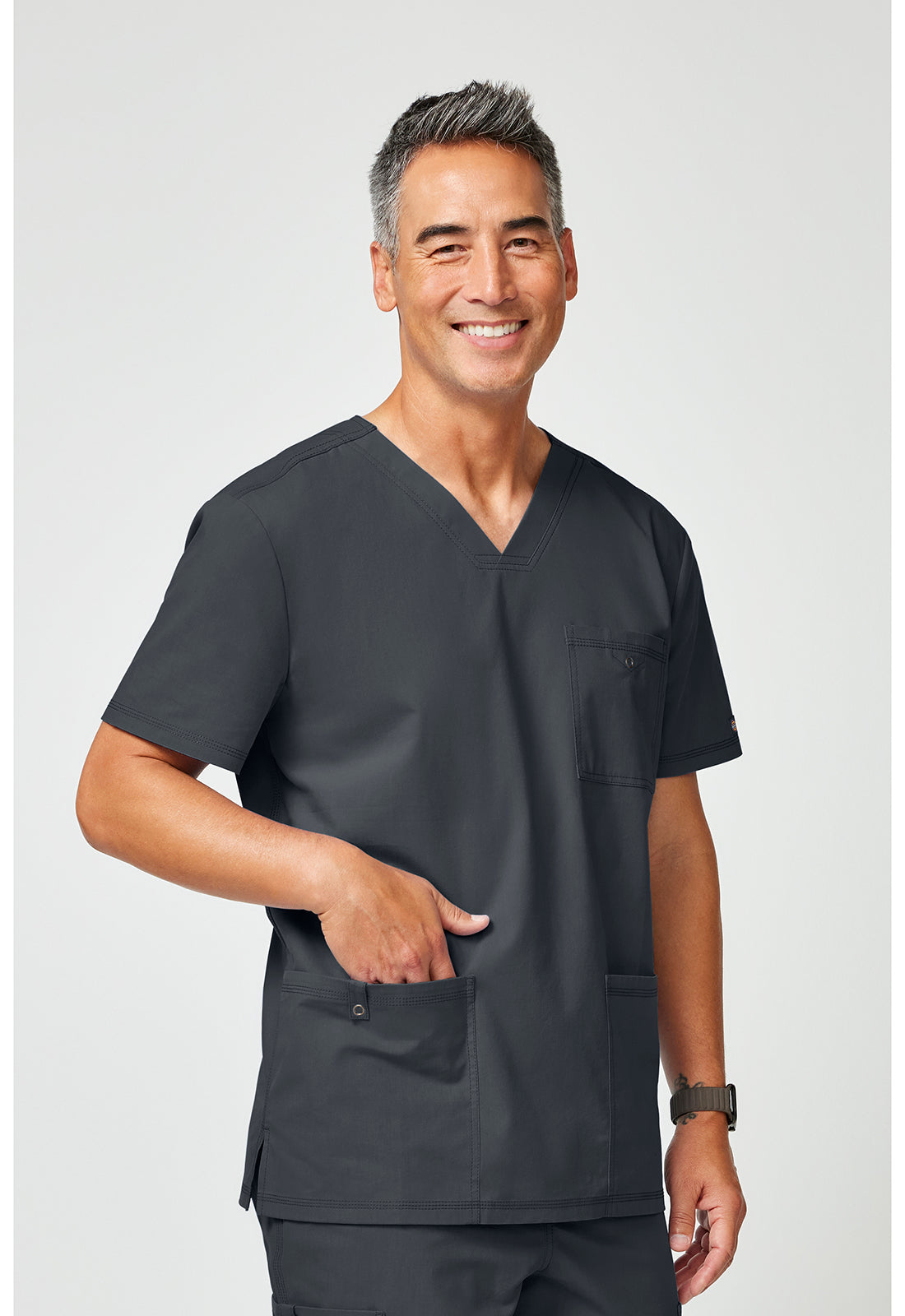 Forge DK859 Men's V-Neck Scrub Top Pewter