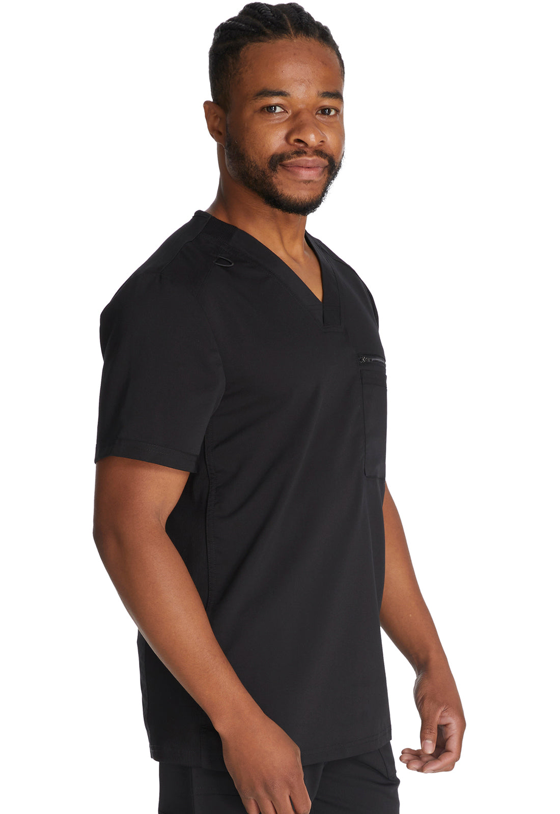 Balance DK865 Men's Tuckable V-Neck Top Black Model Image Left Side | Dickies