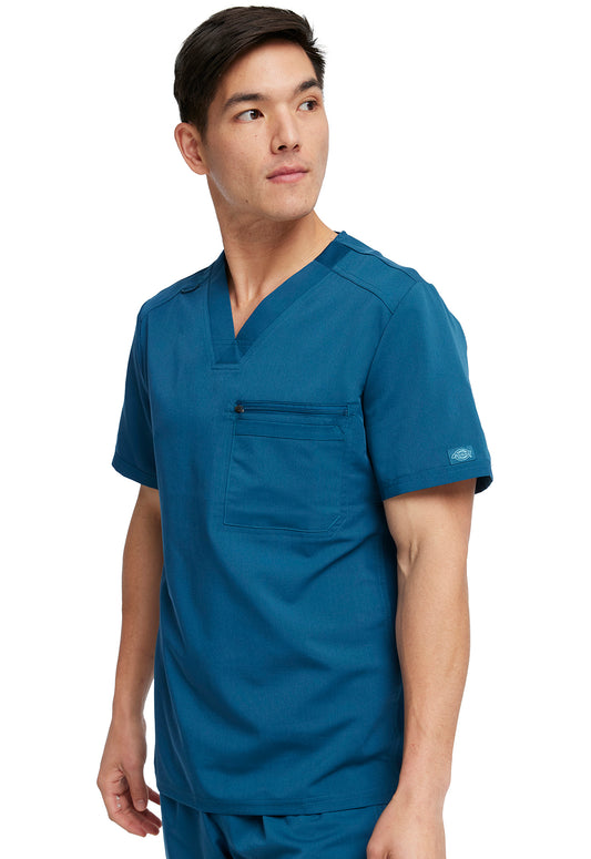 Balance DK865 Men's Tuckable V-Neck Top Caribbean Blue Model Image Front | Dickies