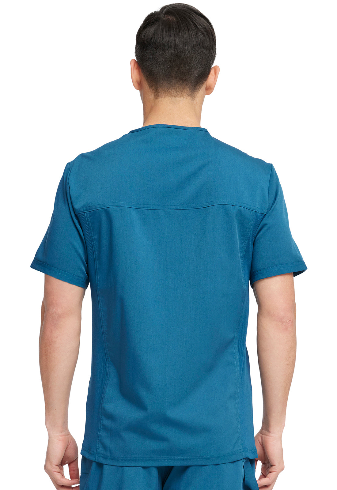 Balance DK865 Men's Tuckable V-Neck Top Caribbean Blue Model Image Back | Dickies