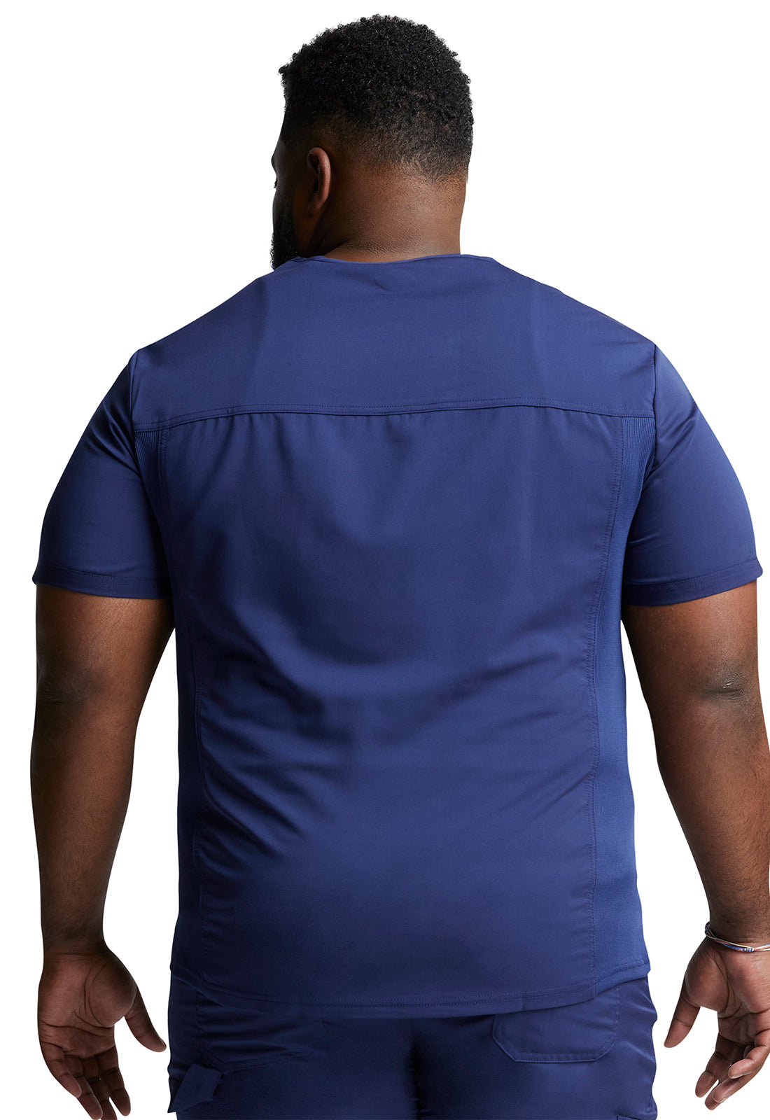 Balance DK865 Men's Tuckable V-Neck Top Navy Model Image Back | Dickies