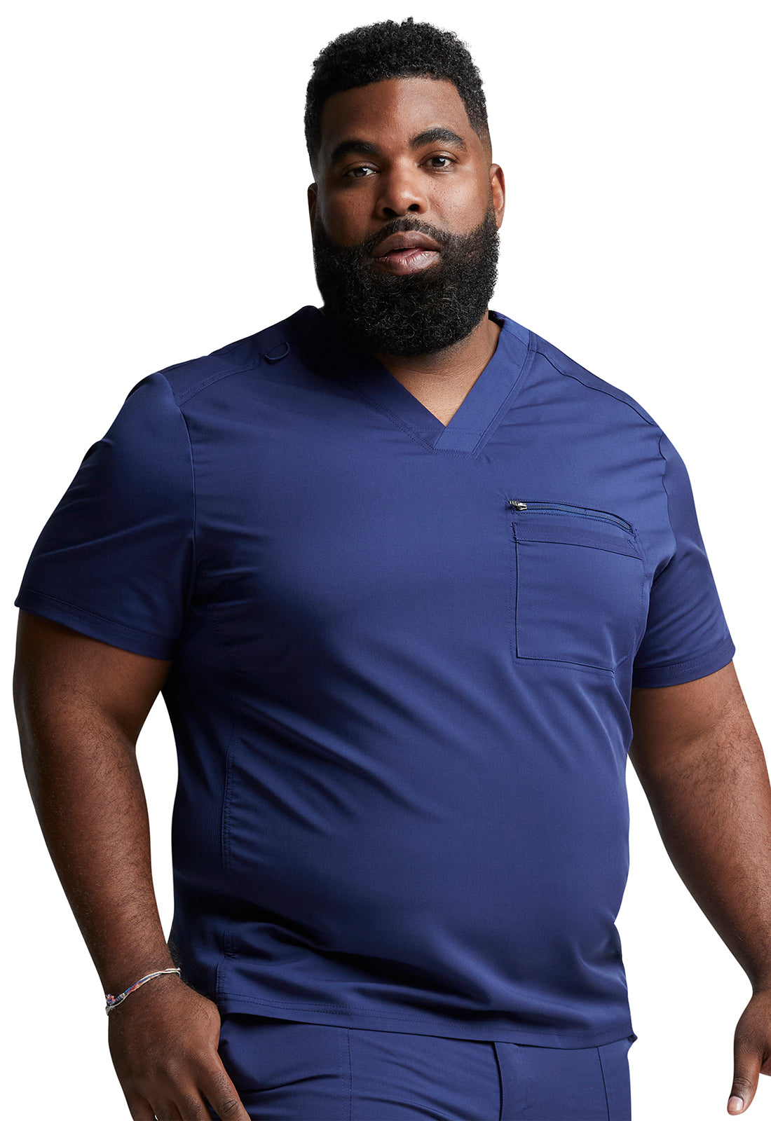 Balance DK865 Men's Tuckable V-Neck Top Navy Model Image Left Side | Dickies