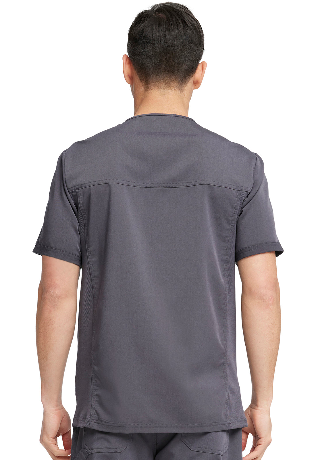 Balance DK865 Men's Tuckable V-Neck Top Pewter Model Image Back | Dickies