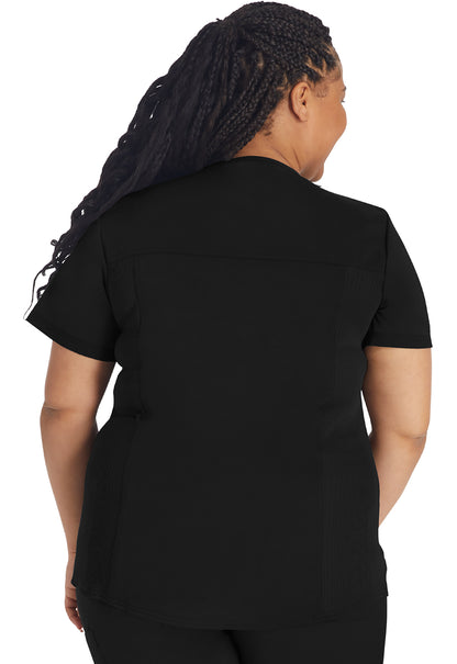 Balance DK870 V-Neck Top With Rib Knit Panels Black Model Image Back | Dickies