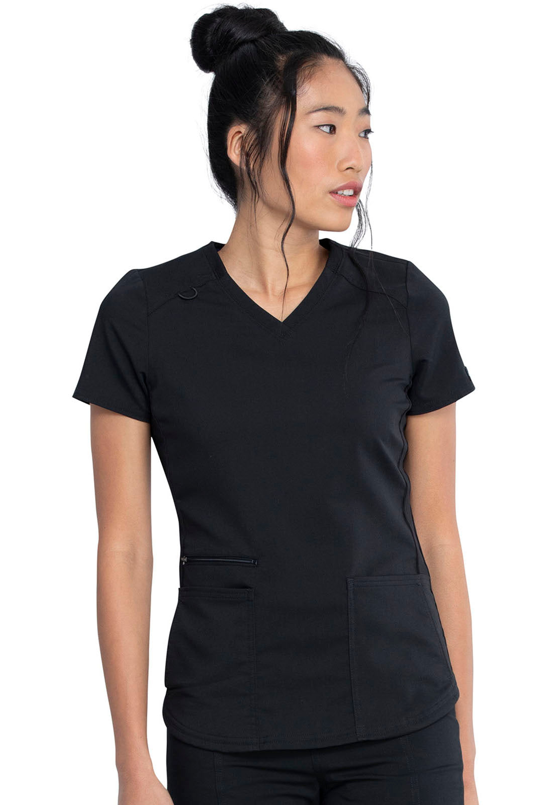 Balance DK875 V-Neck Top Black Model Image Front | Dickies