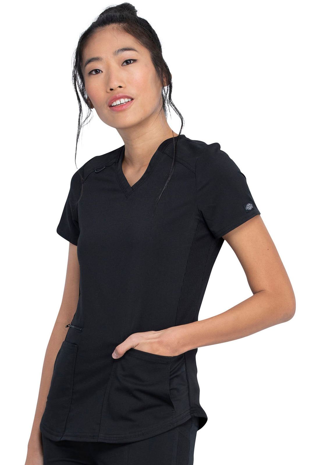 Balance DK875 V-Neck Top Black Model Image Right Side | Dickies